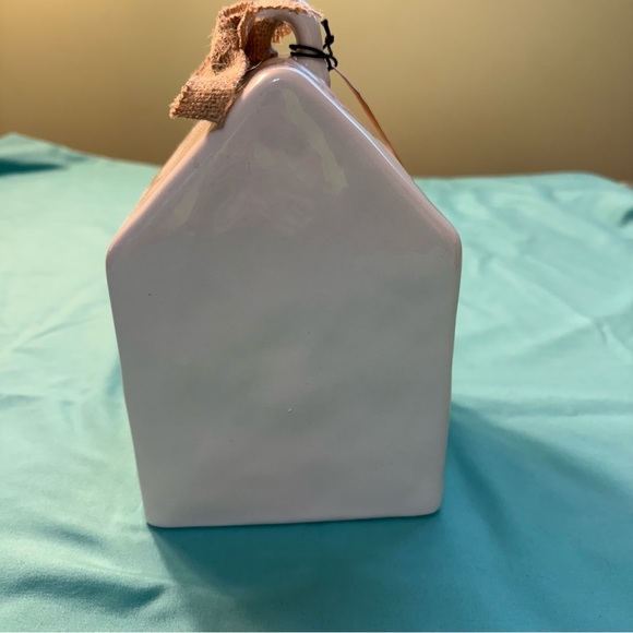 NEW in box Rae Dunn HOME White Ceramic Birdhouse with Ribbon patio lawn garden - Picture 4 of 10